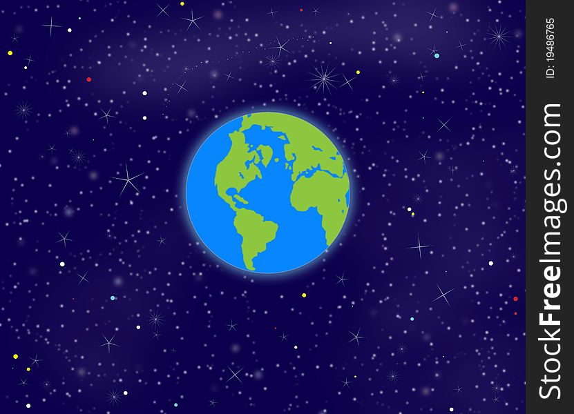 Earth and space on a background