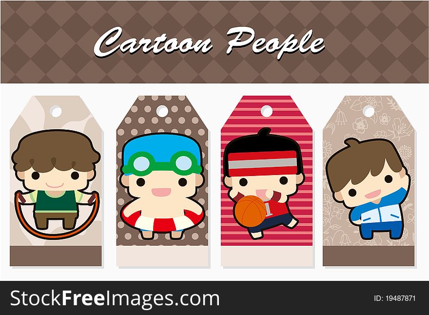 Cartoon Sport People Card