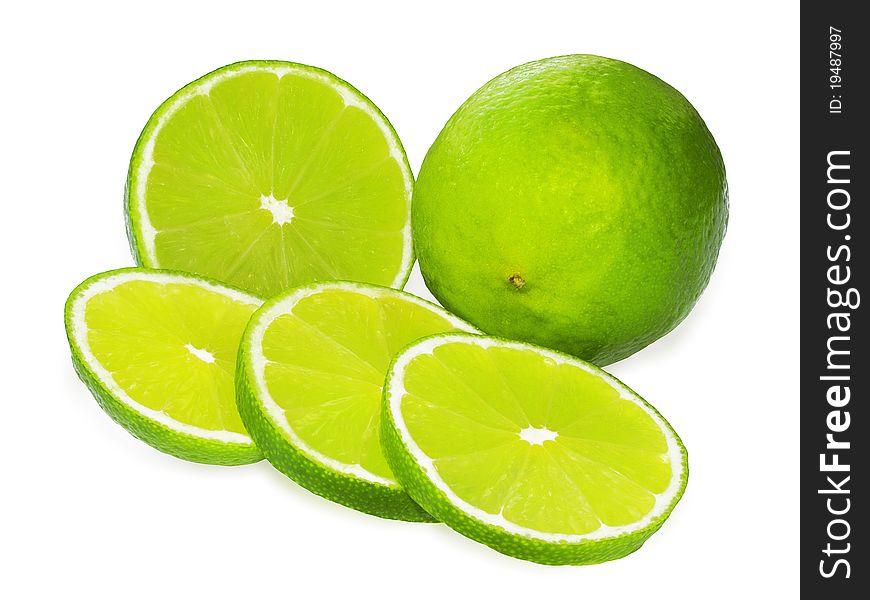 Lime on white background. Tropical fruit. Fresh and juicy