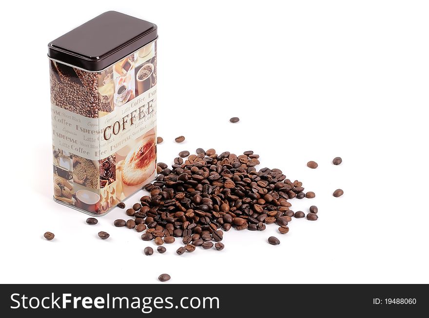 Coffee box with fresh roasted beans