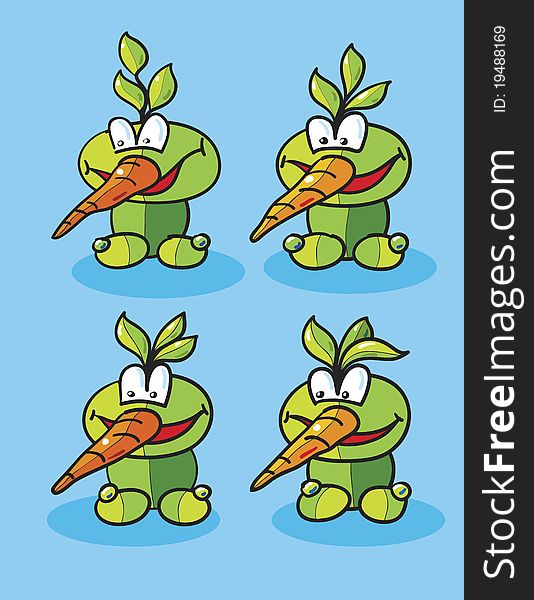 Carrot nose set, abstract vector art illustration