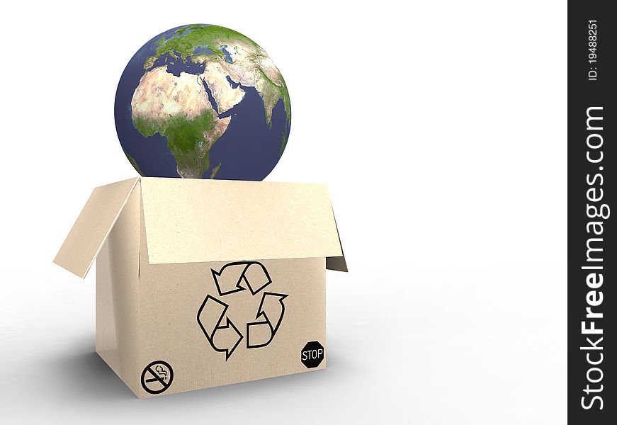 3d illustration of planet earth in cardboard, protected. 3d illustration of planet earth in cardboard, protected