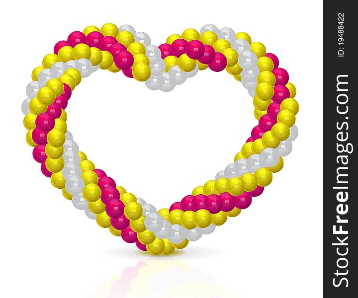 Heart from ballons twisted in a spiral form on white