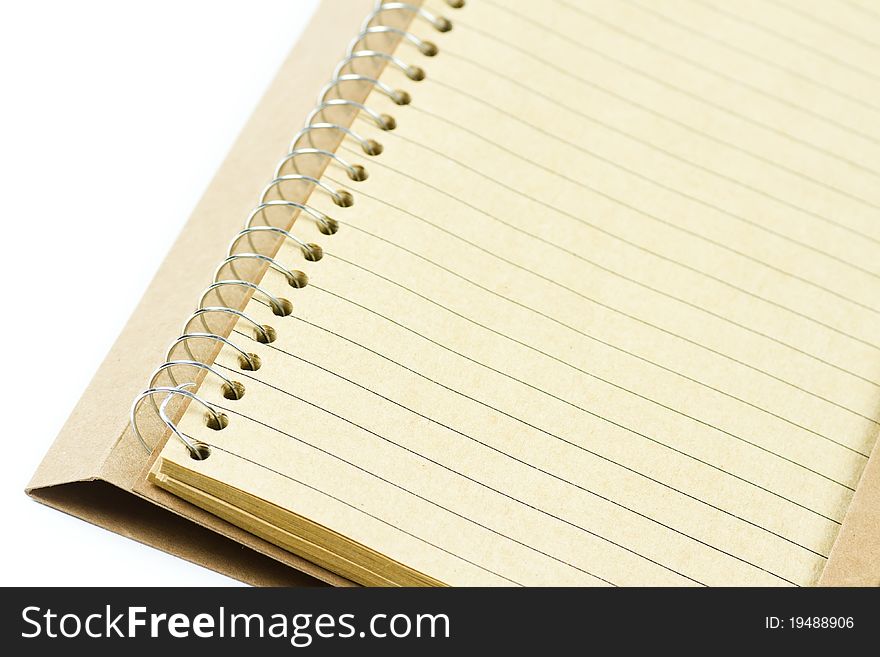 Isolated on white background spiral notebook made from eco paper. Isolated on white background spiral notebook made from eco paper