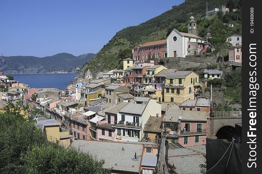 View of vernazza village, in italy. View of vernazza village, in italy