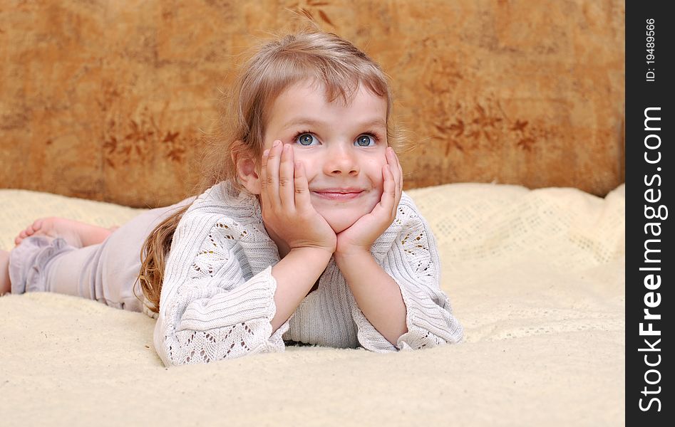 Portrait of a little girl. Young model dreaming the game. Portrait of a little girl. Young model dreaming the game