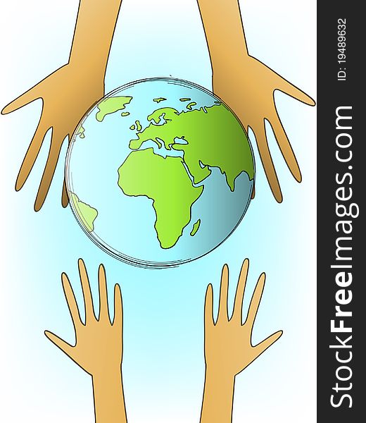 Human hands convey the planet Earth the child. Human hands convey the planet Earth the child