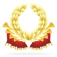 Golden Flourish With A Laureate Wreath Royalty Free Stock Photo Golden Flourish With A Laureate Wreath Royalty Free Stock Photo