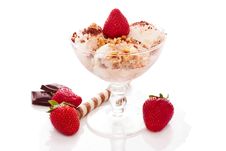 Ice Cream With Nuts And Strawberry Royalty Free Stock Image Ice Cream With Nuts And Strawberry Royalty Free Stock Image