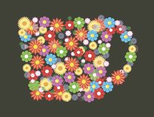 Cup With Floral Tea In Vector Stock Images Cup With Floral Tea In Vector Stock Images