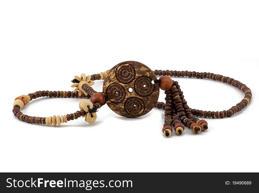 A beautiful wood necklace isolated
