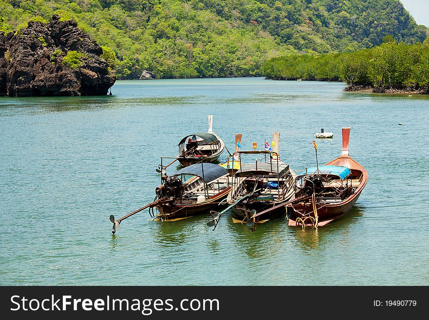 Boats on the sea in Southern of Thailand