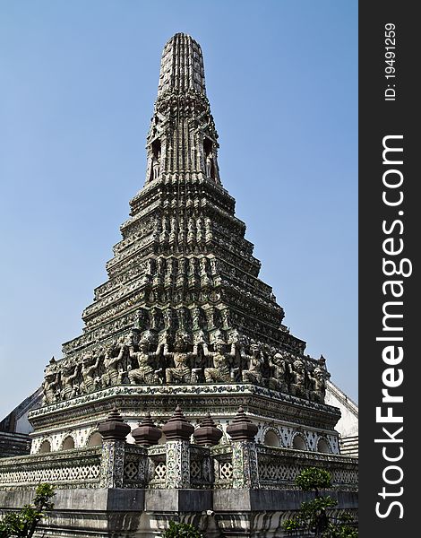 Wat Arunratchawararam Temple on blue sky