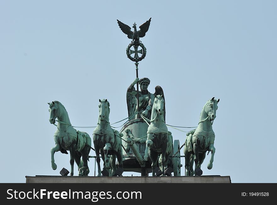 Details of Brandenburg Gate symbol of Berlin