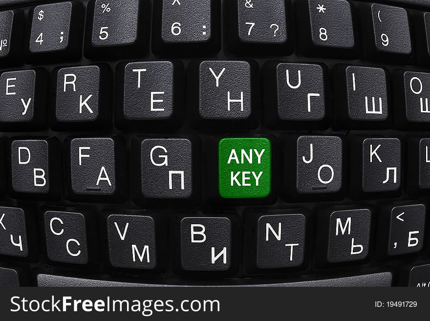 Keyboard (closeup) with Any key (green)