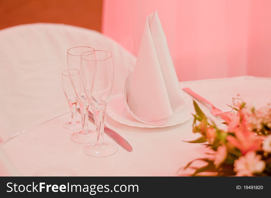 Banquet table with flowers indoors