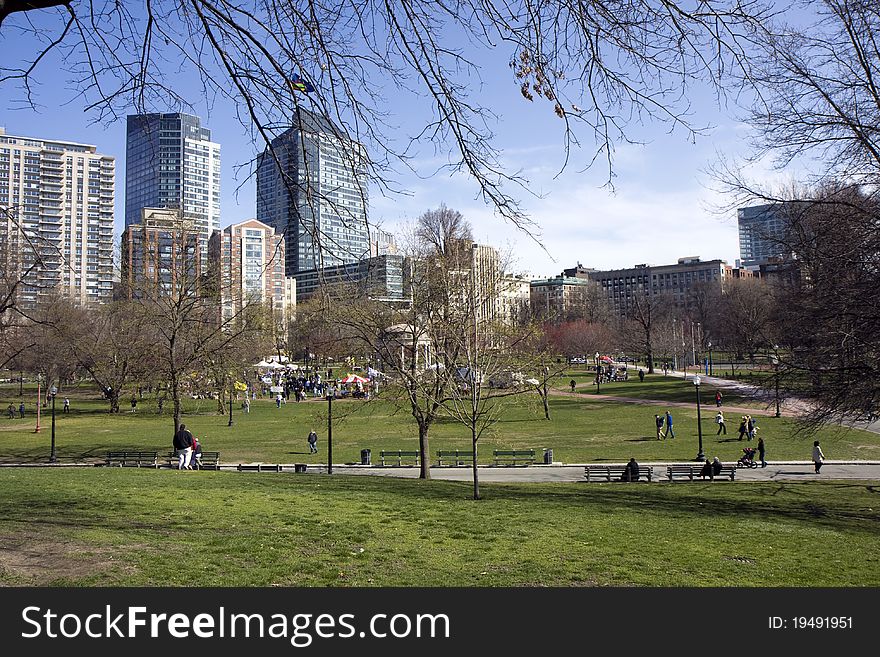 Boson Common public park in the city center. Boson Common public park in the city center