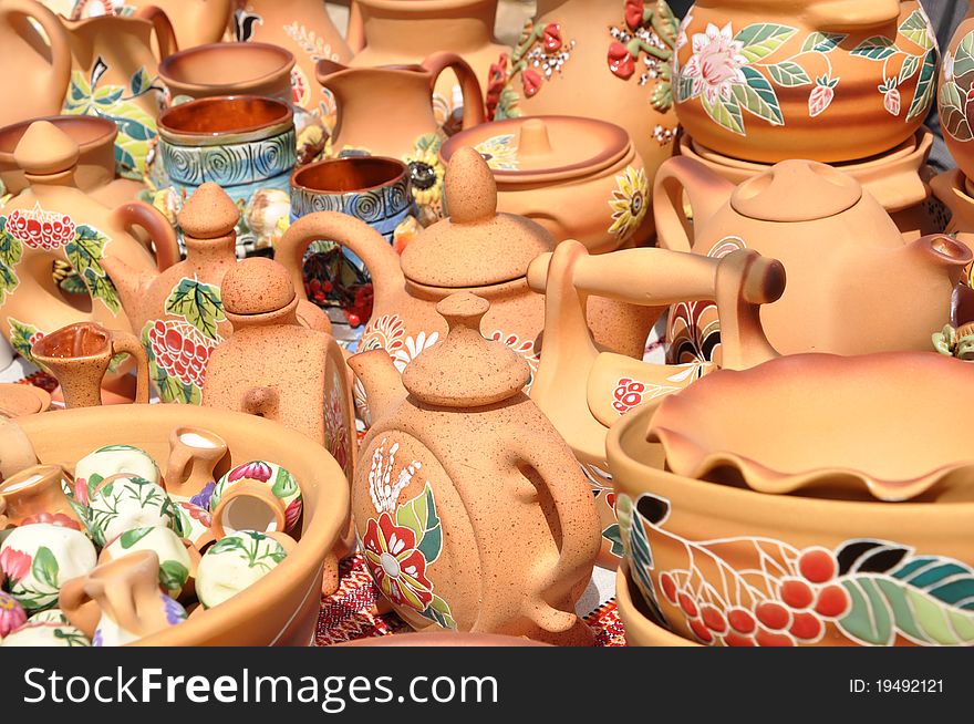 Folk Art. Ceramics. Kettle