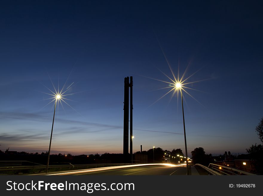 Urban night chimney