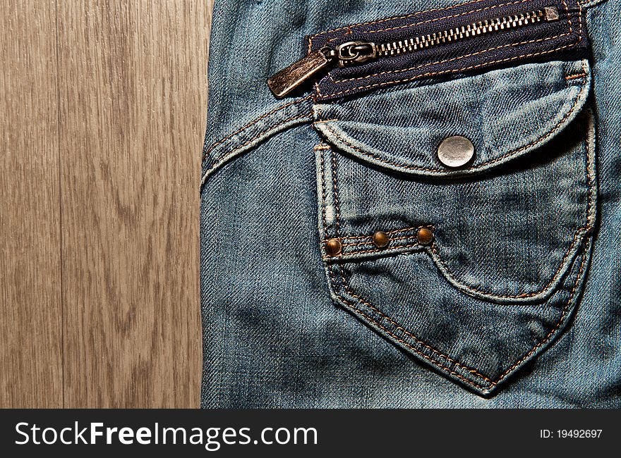 Pocket of old jeans