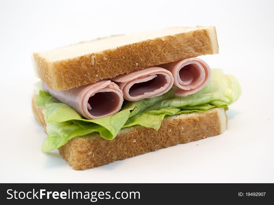 Ham and lettuce sandwich macro photography Spotlight