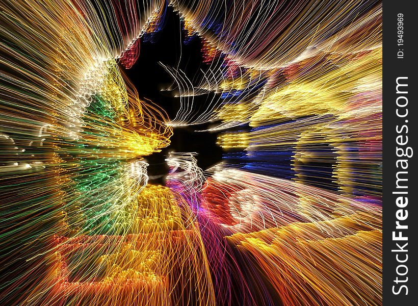 Abstract photo of multi colored lights using a 1/2 second shutter speed (tripod mounted) and an aperture of f10. Abstract photo of multi colored lights using a 1/2 second shutter speed (tripod mounted) and an aperture of f10.