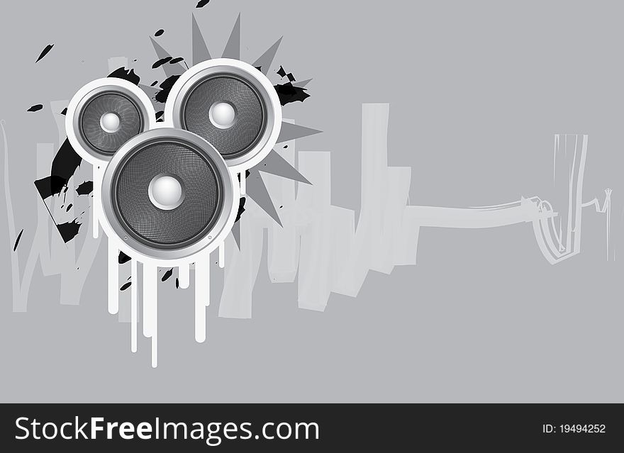 Gray abstract composition with 3d speaker heads. Gray abstract composition with 3d speaker heads.