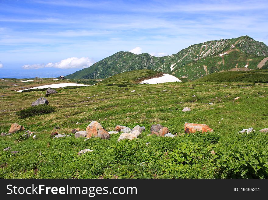 View high in the mountains. Alpine way. Kanadzawa. Japan