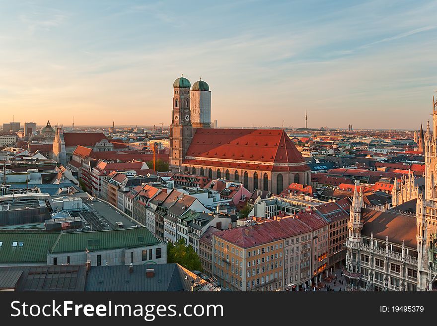 View at the famous Frauenkirche church in Munich, Germany