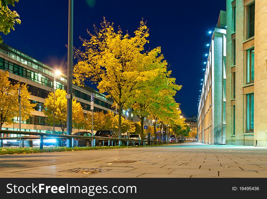 View at the Munich street at night