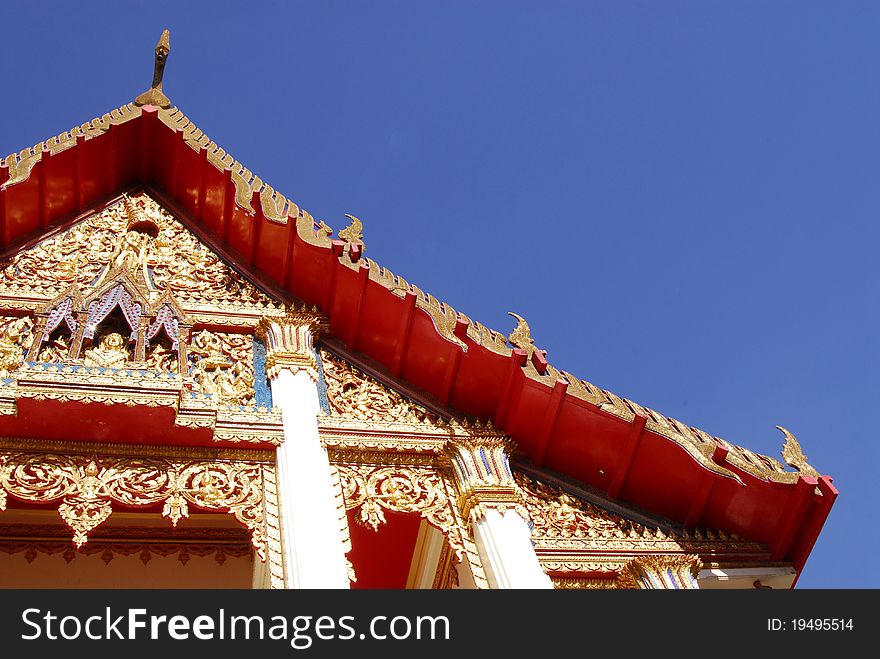 Buddha church at Phuket on blue sky