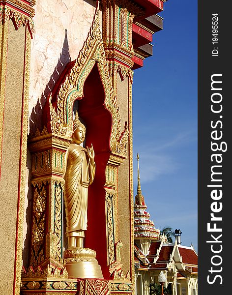 Side wall of Buddha church at Phuket