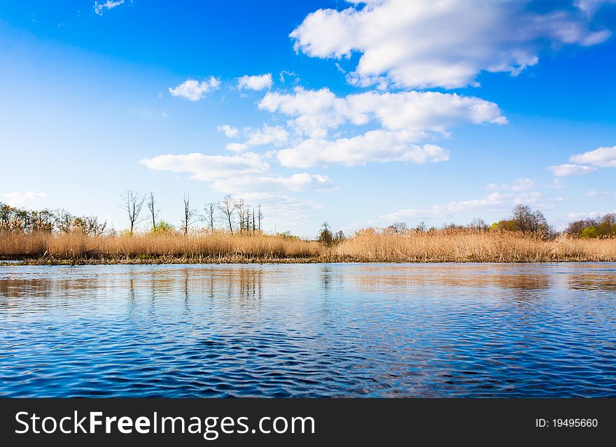 Sky and clouds reflection on Lake