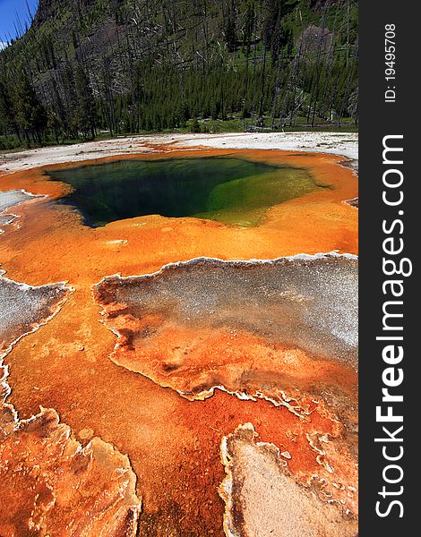 Emerald pool in the Black Sand Basin Scenic Area,South Yellowstone National Park.wyoming. USA