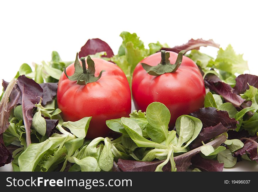 Mixed salad with and tomato