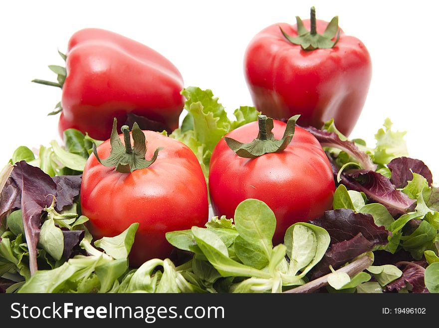 Mixed salad with paprikas and tomato. Mixed salad with paprikas and tomato