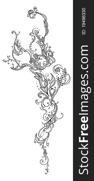 Ink hand drawing - floral ornament