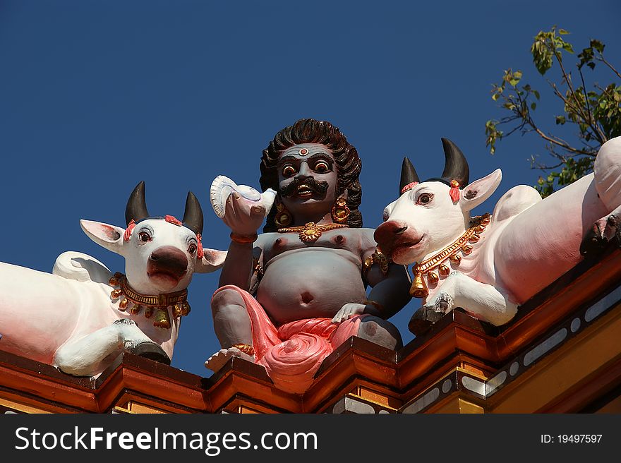 Traditional statues of gods and goddesses in the Hindu temple, south India, Kerala