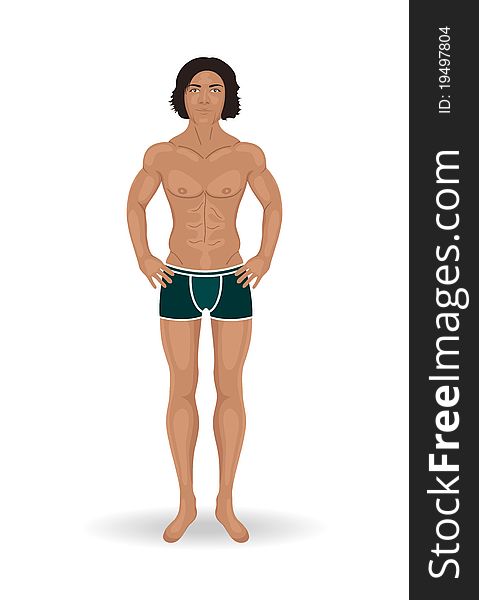 Illustration sexy man isolated on white background - vector