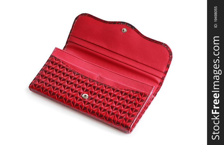 Nice red open leather change purse on white background. Clipping path is included. Nice red open leather change purse on white background. Clipping path is included