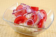 Salad From Fresh Cabbage, Tomatoes And Onions Stock Images