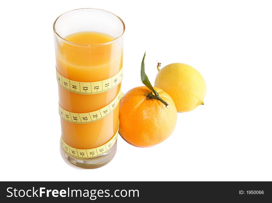 Fresh fruits and orange juice. Fresh fruits and orange juice