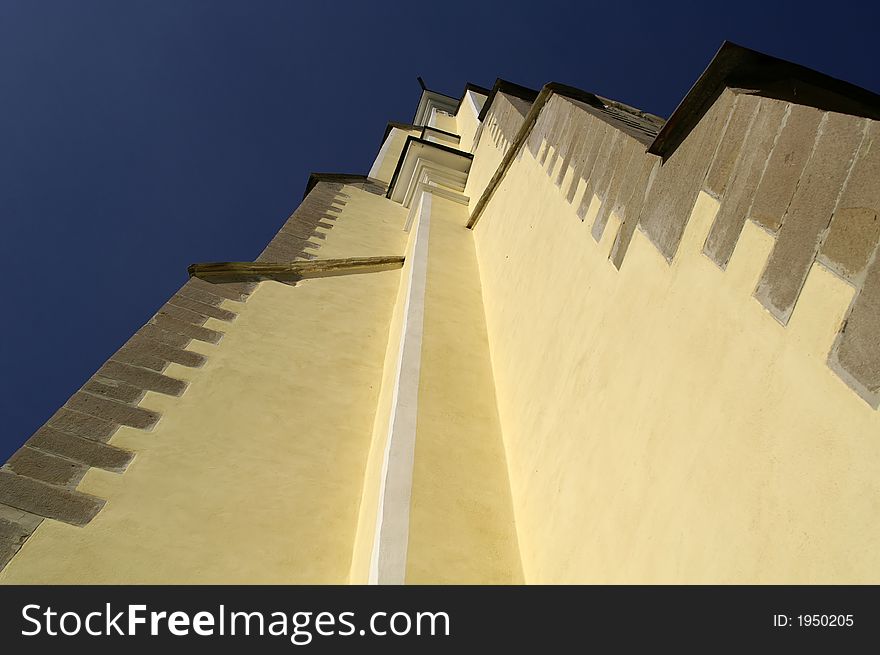 Yellow flank of slovakian church. Yellow flank of slovakian church