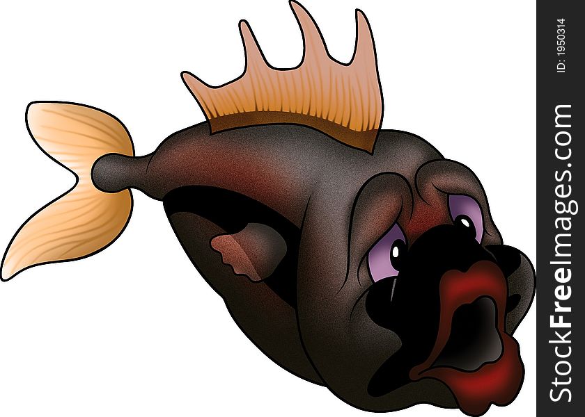 Fish 26 - High detailed illustration - Dark coloured ground-fish