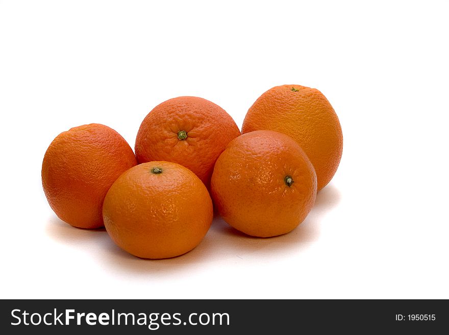 Tangerines and oranges from the market garden of Murcia, Spain, in a white background. Tangerines and oranges from the market garden of Murcia, Spain, in a white background