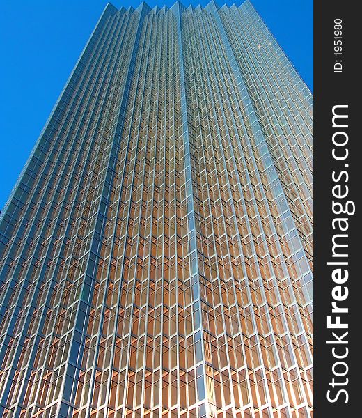 Looking upward at a skyscraper