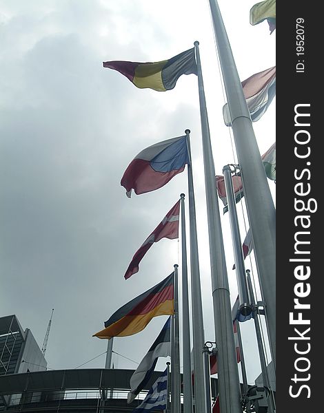 Flags before European parliament in Strasbourg