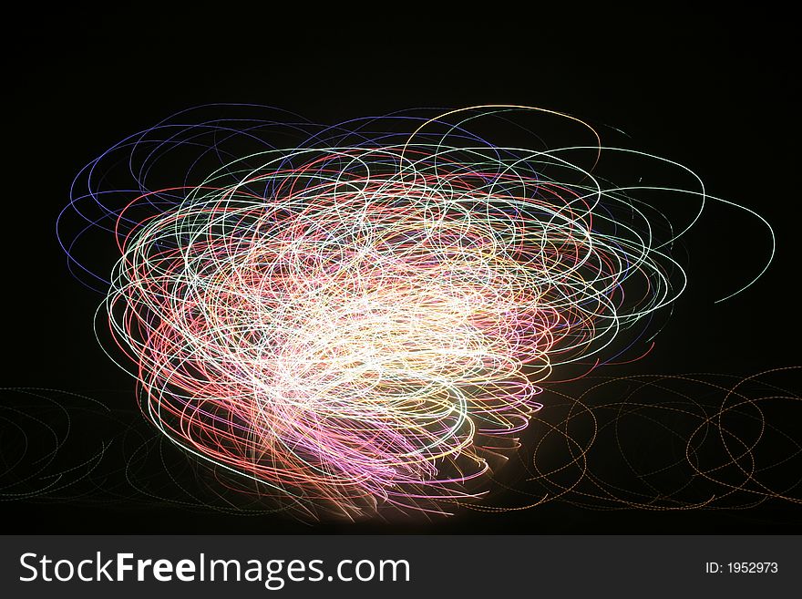 Exploding Fireworks Against A Black Sky