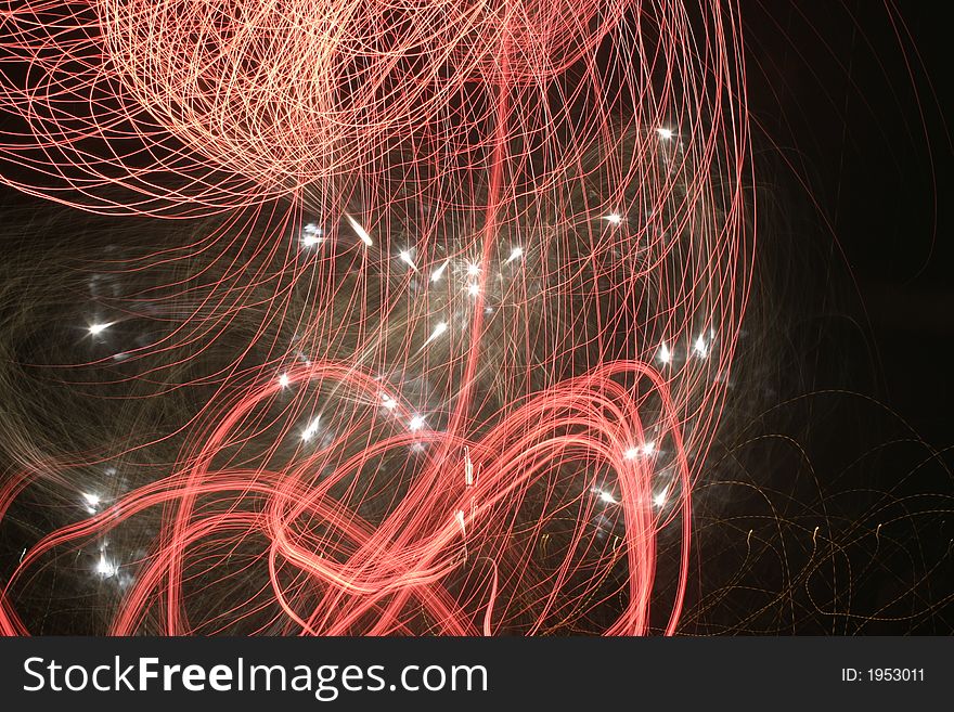 Exploding Fireworks Against A Black Sky