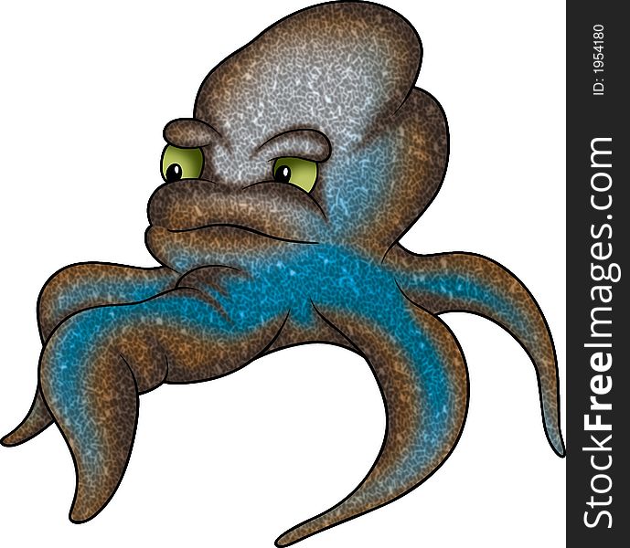 Octopus 04 - High detailed and coloured cartoon illustration